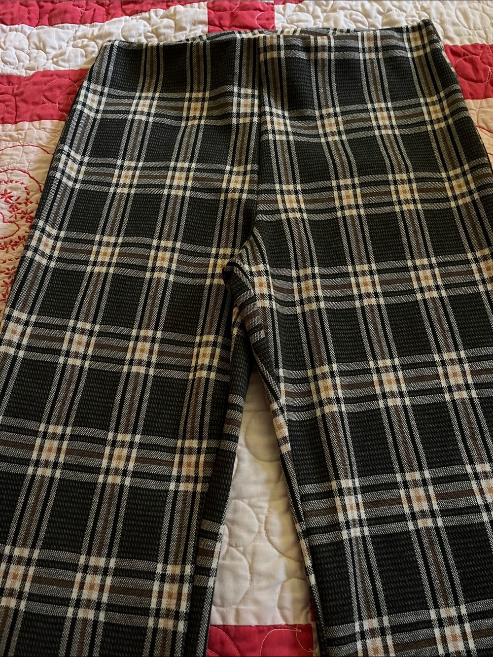 Plaid Straight-Leg Trousers in Black & Cream Altered State